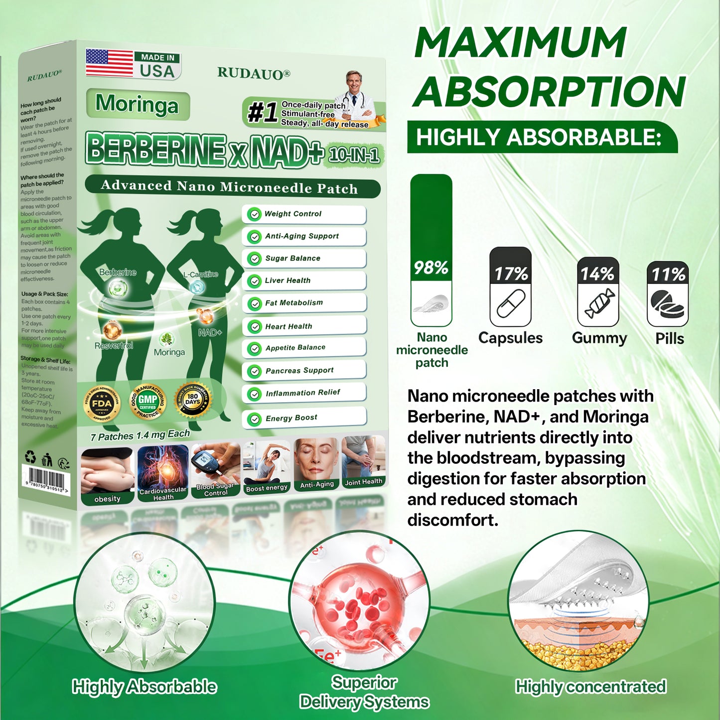 𝐎𝐟𝐟𝐢𝐜𝐢𝐚𝐥 𝐔𝐒 𝐒𝐭𝐨𝐫𝐞 | 🇺🇸 𝐑𝐔𝐃𝑨𝑼𝑶® Moringa · Berberine × NAD+ 𝟏𝟎-𝐢𝐧-𝟏 𝐀𝐝𝐯𝐚𝐧𝐜𝐞𝐝 𝐍𝐚𝐧𝐨 𝐌𝐢𝐜𝐫𝐨𝐧𝐞𝐞𝐝𝐥𝐞 𝐏𝐚𝐭𝐜𝐡 — 𝐎𝐧𝐜𝐞 𝐃𝐚𝐢𝐥𝐲, 𝐕𝐢𝐬𝐢𝐛𝐥𝐞 𝐑𝐞𝐬𝐮𝐥𝐭𝐬 𝐢𝐧 𝟕 𝐃𝐚𝐲𝐬